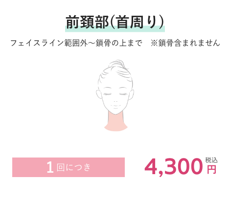 前頚部(首周り) 1回につき4,300円税込