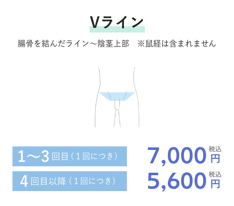 Vライン 1~3回目(1回につき)7,000円税込 4回目以降(1回につき)5,600円税込